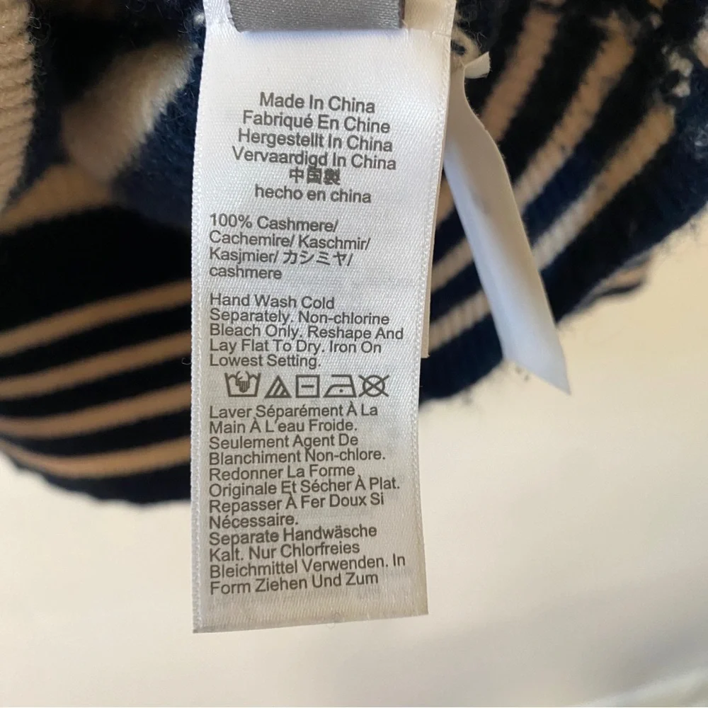 100% Cashmere Ribbed Oversized Crewneck Sweater Stripe - Picture 10 of 10